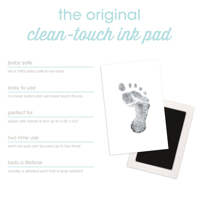 Pear Head M/L Clean-Touch Baby Ink Pad, No Mess Inkless Baby Safe Ink, DIY Handprint and Footprint Keepsake, Black, Medium/Large (Pack of 2) - Image 2